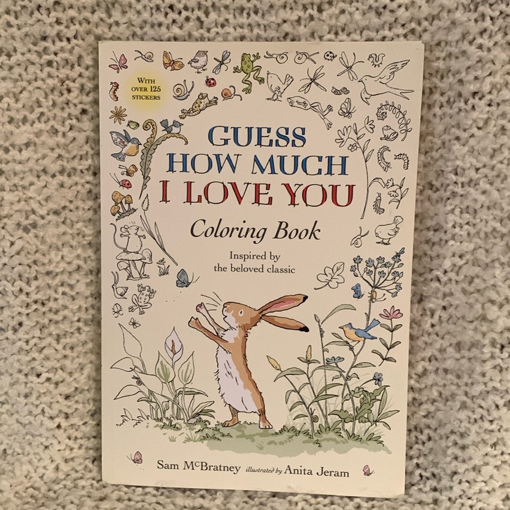 Guess How Much I Love You new coloring book with stickers.